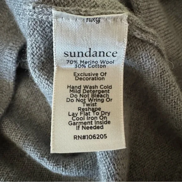 SUNDANCE Afterlight Gray Embroidered Cardigan Merino Wool Cotton Embellished SM - Picture 3 of 16